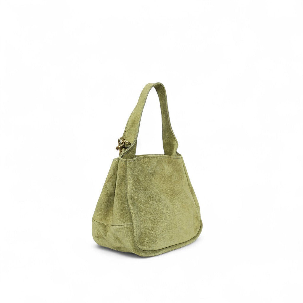 Tracy Top Handle Crossbody in Olive Italian Leather Backed Suede