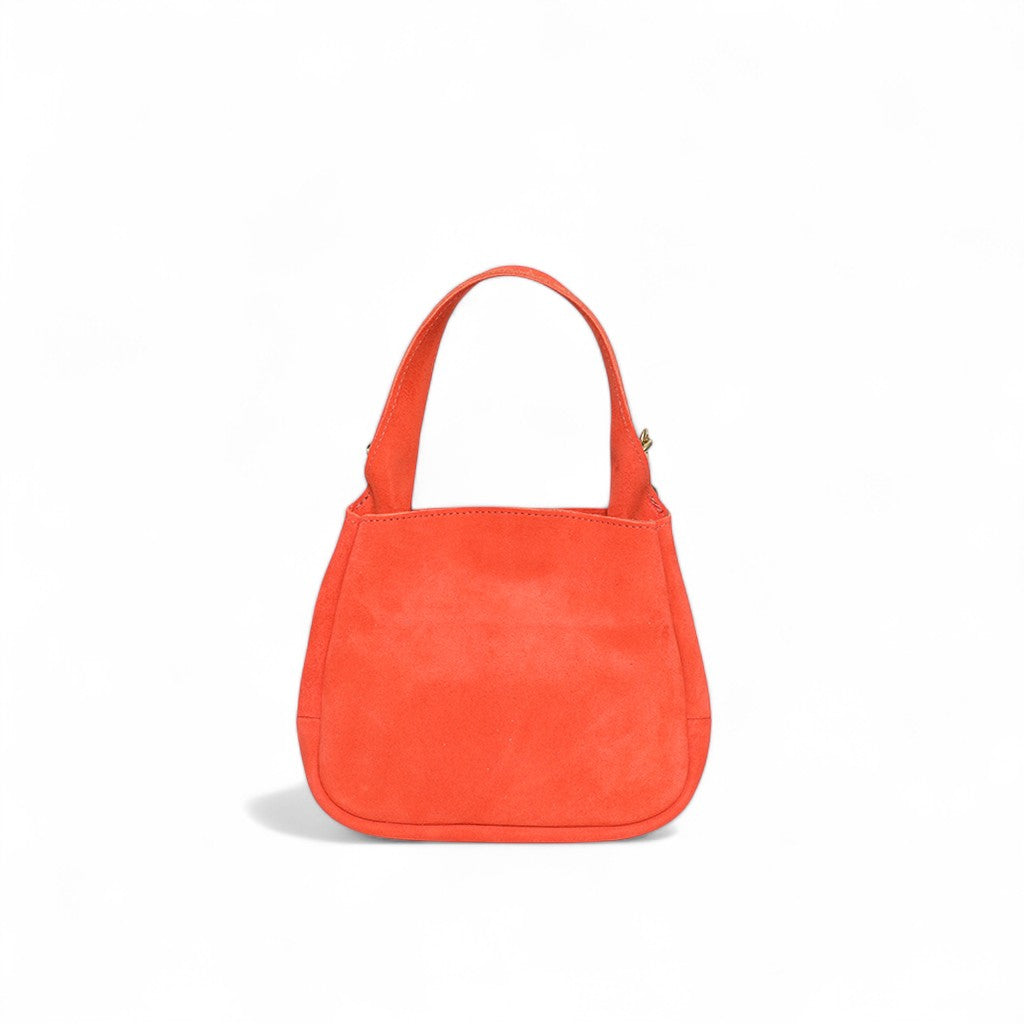 Tracy Top Handle Crossbody in Tangelo Italian Leather Backed Suede