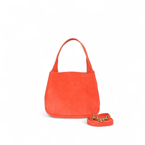 Tracy Top Handle Crossbody in Tangelo Italian Leather Backed Suede