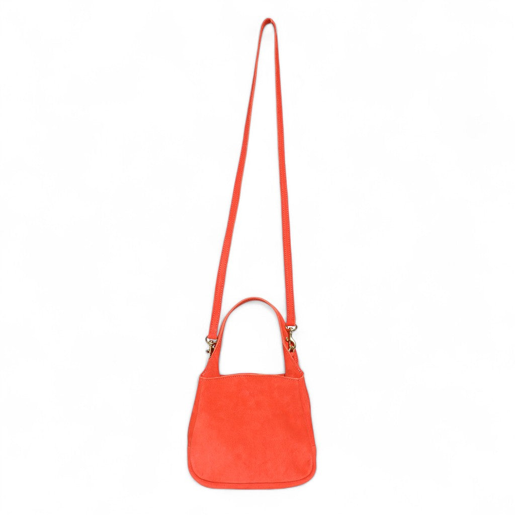 Tracy Top Handle Crossbody in Tangelo Italian Leather Backed Suede
