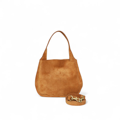 Tracy Top Handle Crossbody in Cuoio Italian Leather Backed Suede