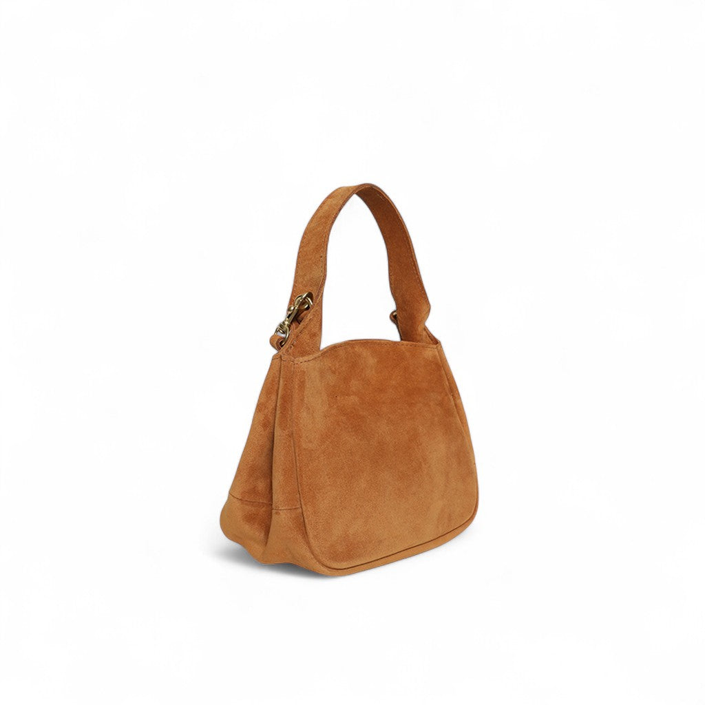 Tracy Top Handle Crossbody in Cuoio Italian Leather Backed Suede