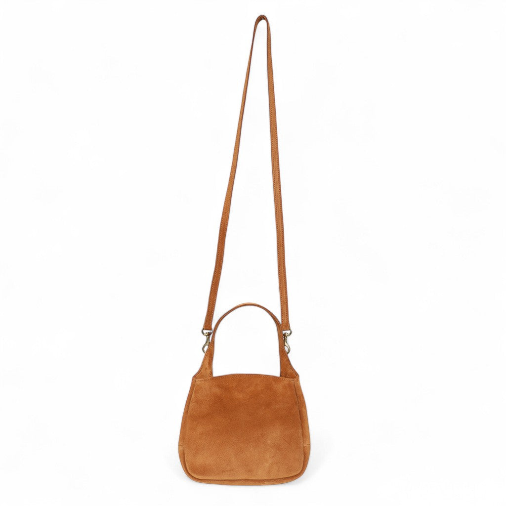 Tracy Top Handle Crossbody in Cuoio Italian Leather Backed Suede