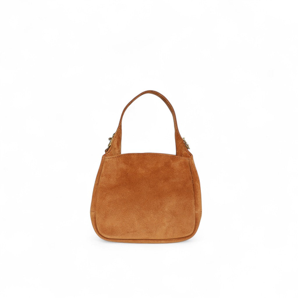 Tracy Top Handle Crossbody in Cuoio Italian Leather Backed Suede