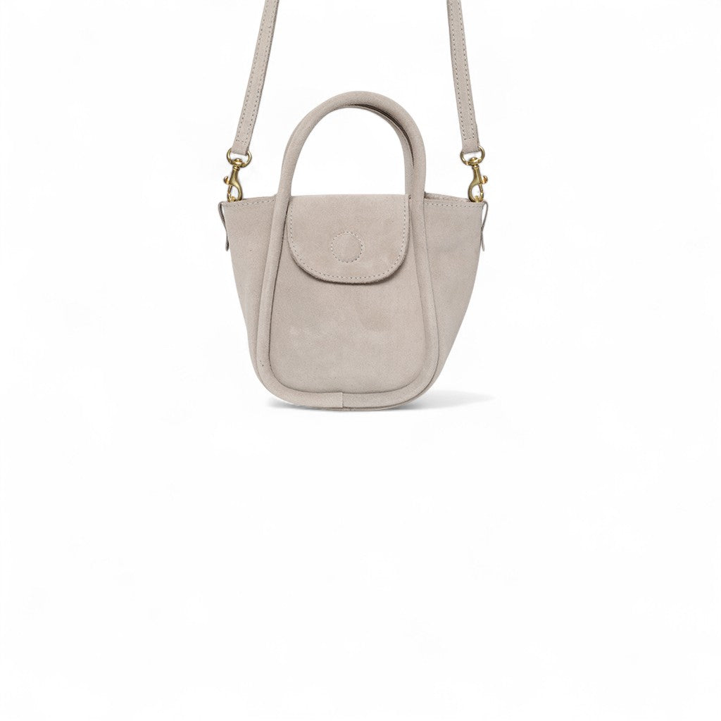Mini Ellis Top Handle Crossbody in Moonbeam Italian Leather Backed Suede