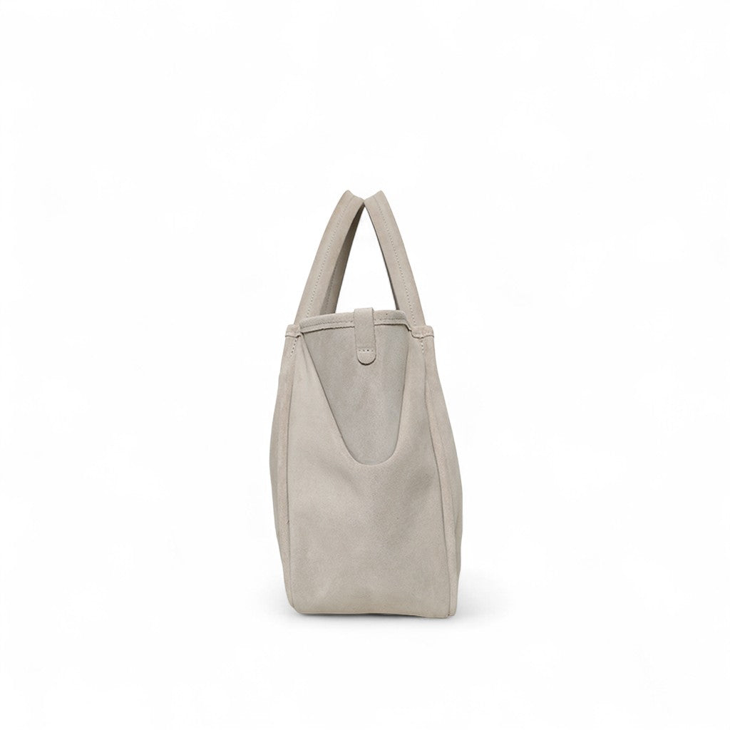 Vittoria Tote in Moonbeam Italian Leather Backed Suede