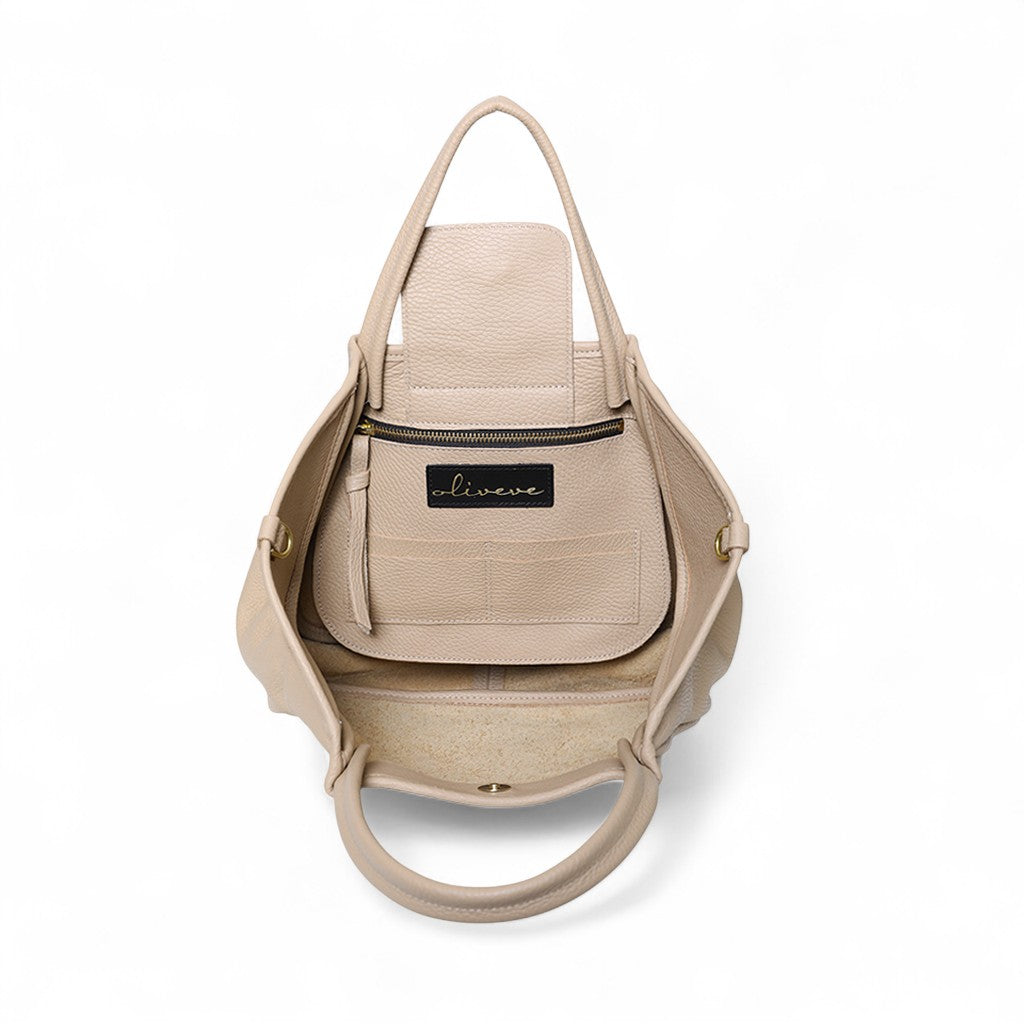 Vittoria Tote in Cappuccino Italian Buffalo Cowhide