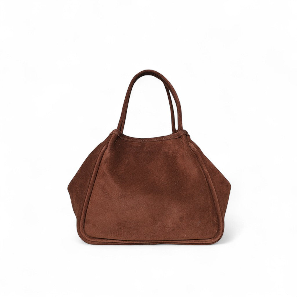 Vittoria Tote in Espresso Italian Leather Backed Suede