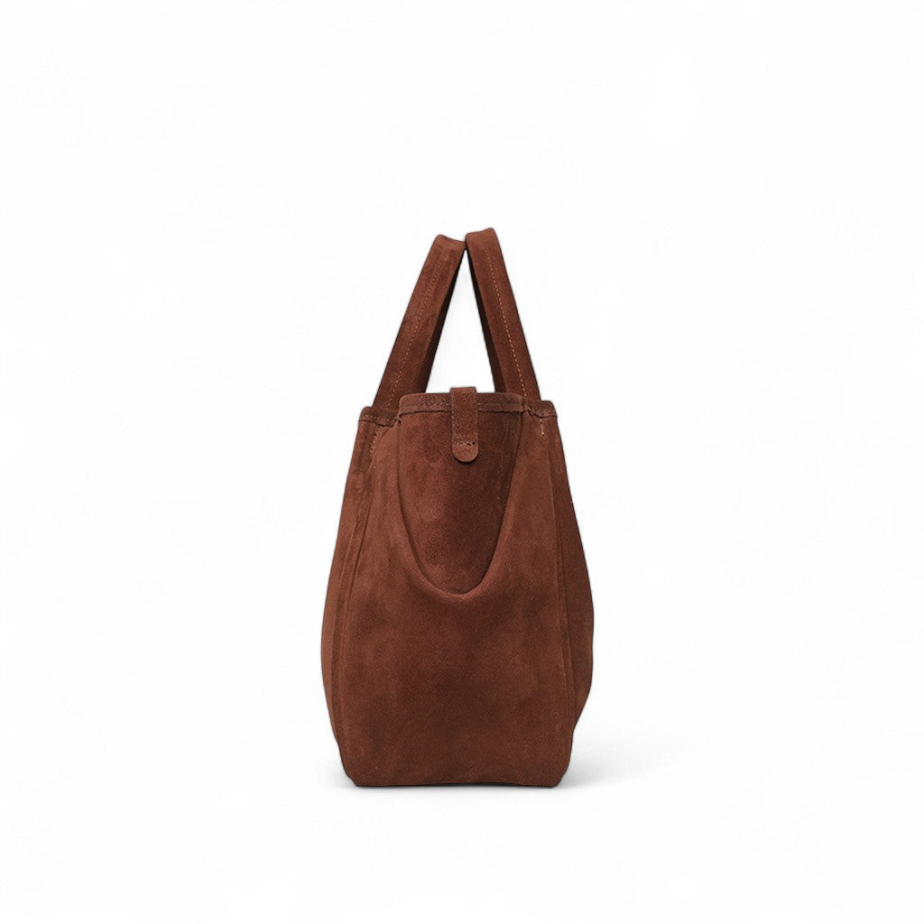 Vittoria Tote in Espresso Italian Leather Backed Suede