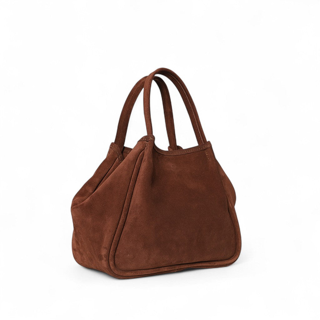 Vittoria Tote in Espresso Italian Leather Backed Suede