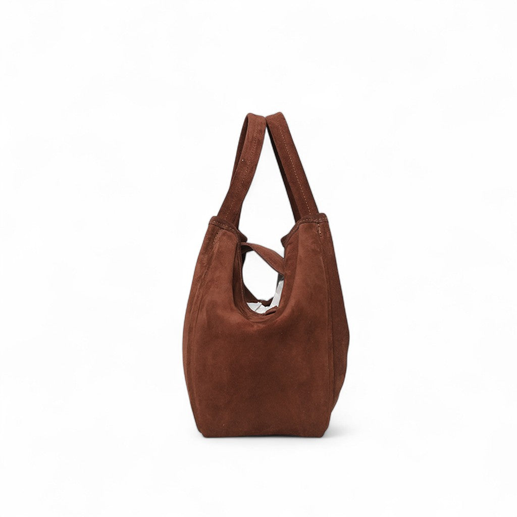 Vittoria Tote in Espresso Italian Leather Backed Suede