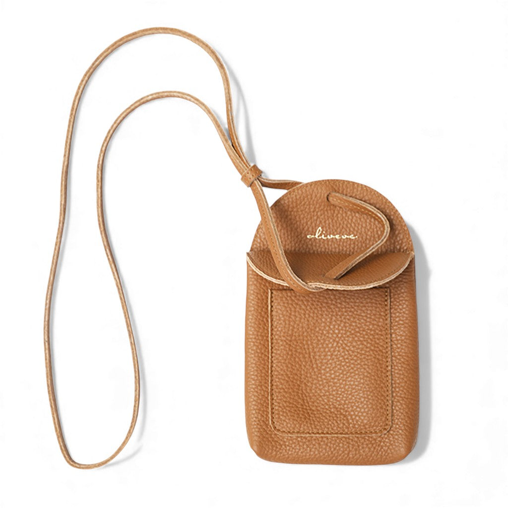 Paulina Phone Bag in Miel Italian Buffalo Cowhide