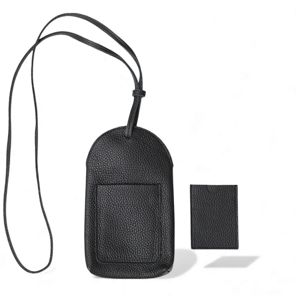 Paulina Phone Bag in Black Italian Buffalo Cowhide