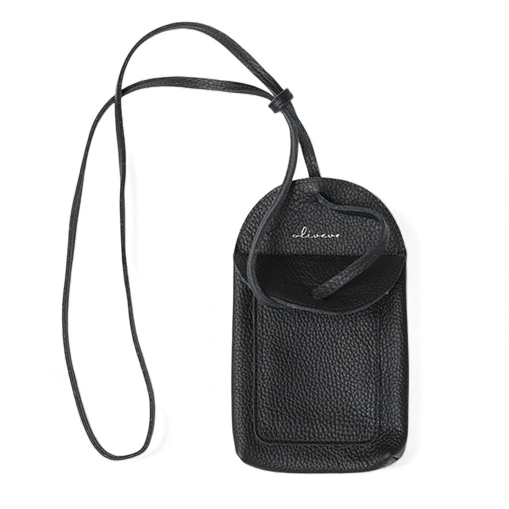 Paulina Phone Bag in Black Italian Buffalo Cowhide