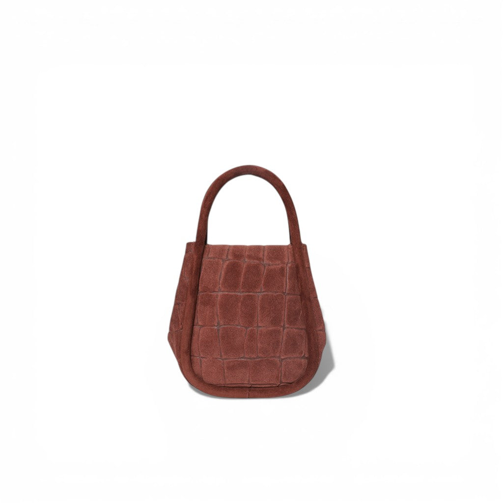 Mini Ellis Top Handle Crossbody in Bordeaux Italian Croco-Embossed Suede