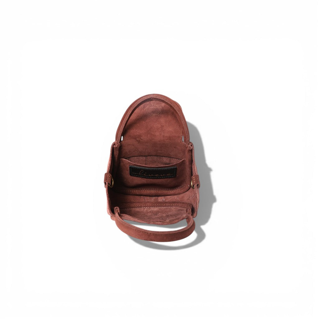 Mini Ellis Top Handle Crossbody in Bordeaux Italian Croco-Embossed Suede