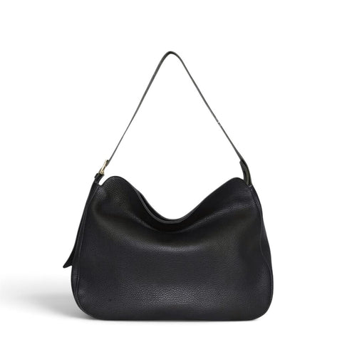 Savina Shoulder Bag in Black Italian Buffalo Cowhide