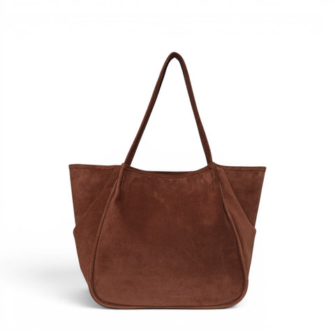 Toni Tote in Espresso Italian Leather Backed Suede