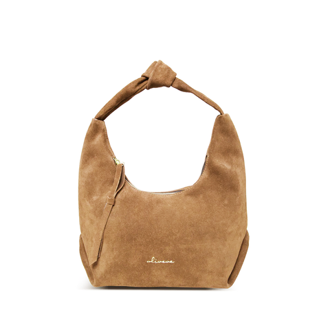 Nora Knot Bag in Pane Italian Leather Backed Suede