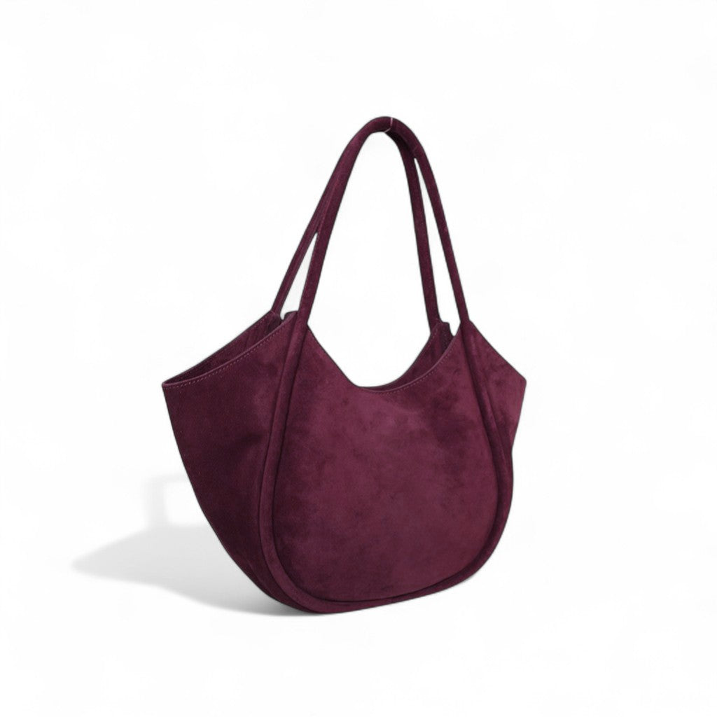 Eden Tote in Mulberry  Italian Leather Backed Suede