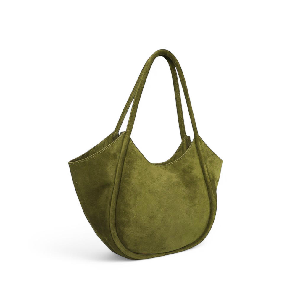 Eden Tote in Avocado Italian Leather Backed Suede