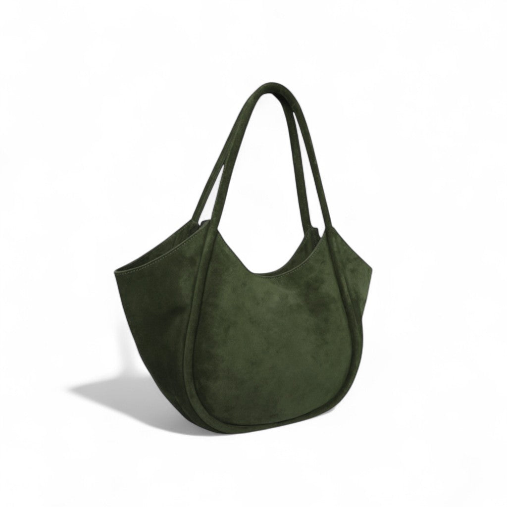 Eden Tote in Forest Italian Leather Backed Suede