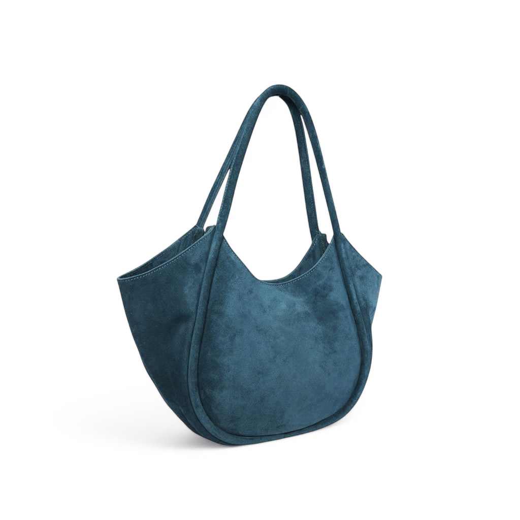 Eden Tote in Aegean Italian Leather Backed Suede