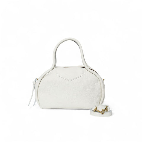 Bianca Bowler Crossbody in White Italian Buffalo Cowhide