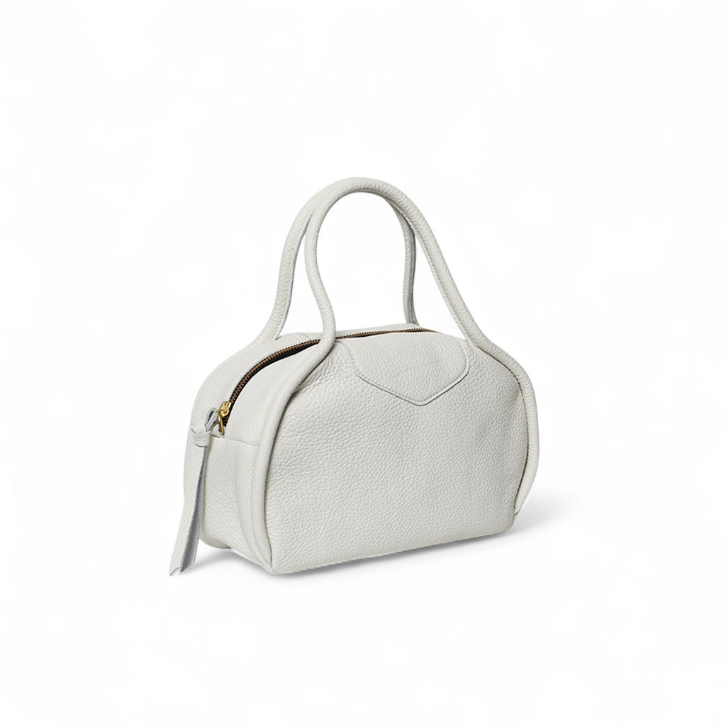 Bianca Bowler Crossbody in White Italian Buffalo Cowhide