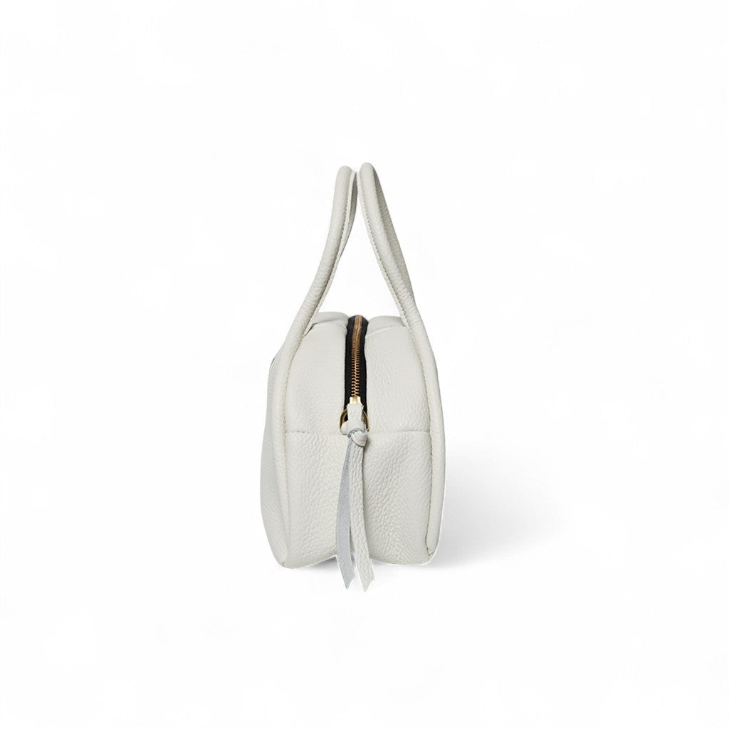 Bianca Bowler Crossbody in White Italian Buffalo Cowhide
