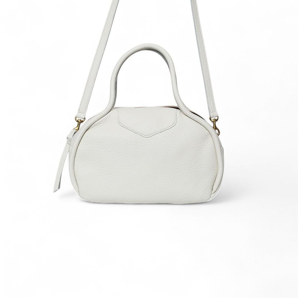 Bianca Bowler Crossbody in White Italian Buffalo Cowhide