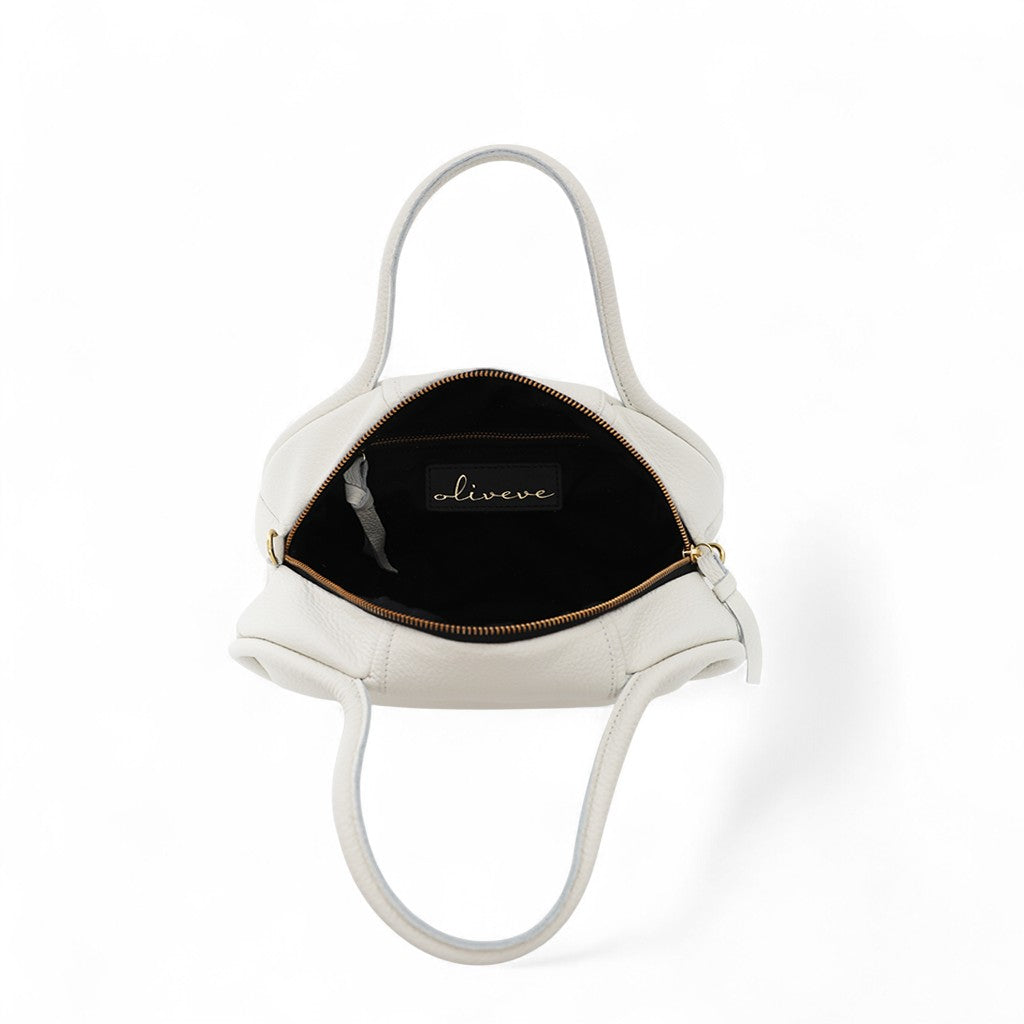 Bianca Bowler Crossbody in White Italian Buffalo Cowhide