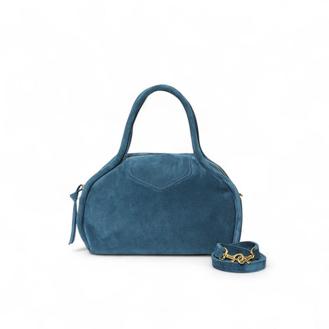 Bianca Bowler Crossbody in Aegean Italian Leather Backed Suede
