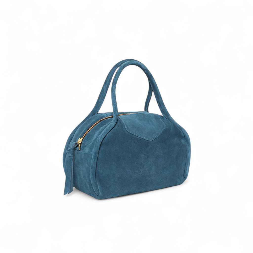 Bianca Bowler Crossbody in Aegean Italian Leather Backed Suede