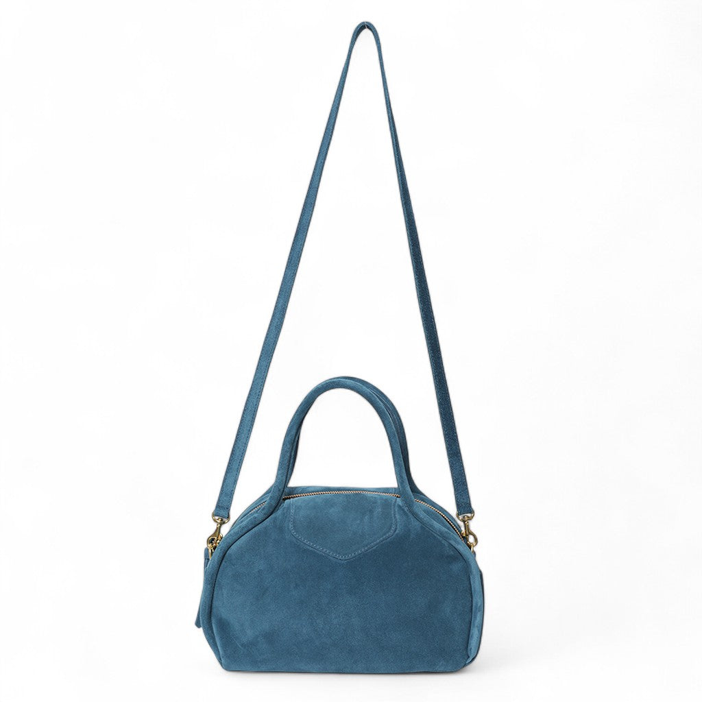 Bianca Bowler Crossbody in Aegean Italian Leather Backed Suede