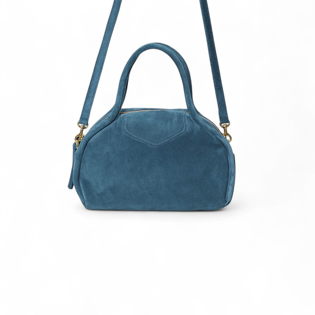 Bianca Bowler Crossbody in Aegean Italian Leather Backed Suede