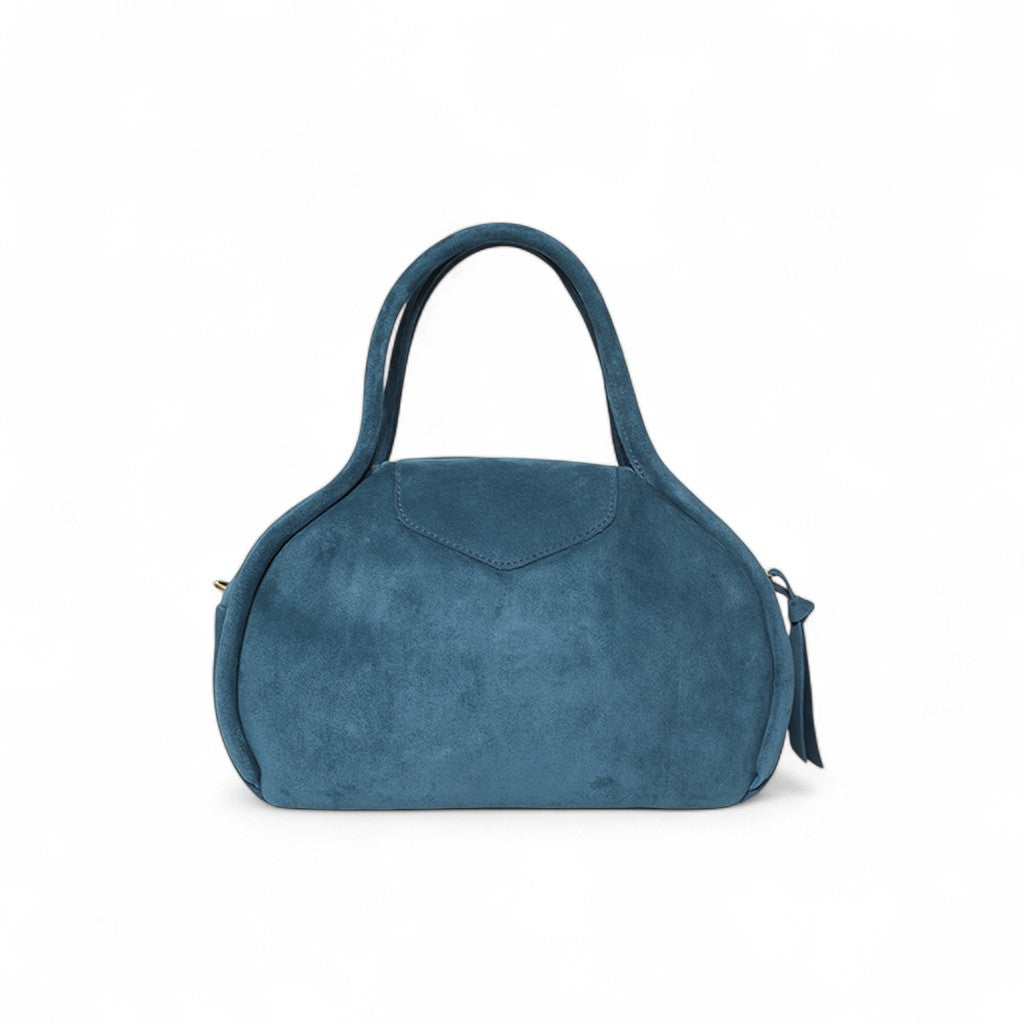 Bianca Bowler Crossbody in Aegean Italian Leather Backed Suede