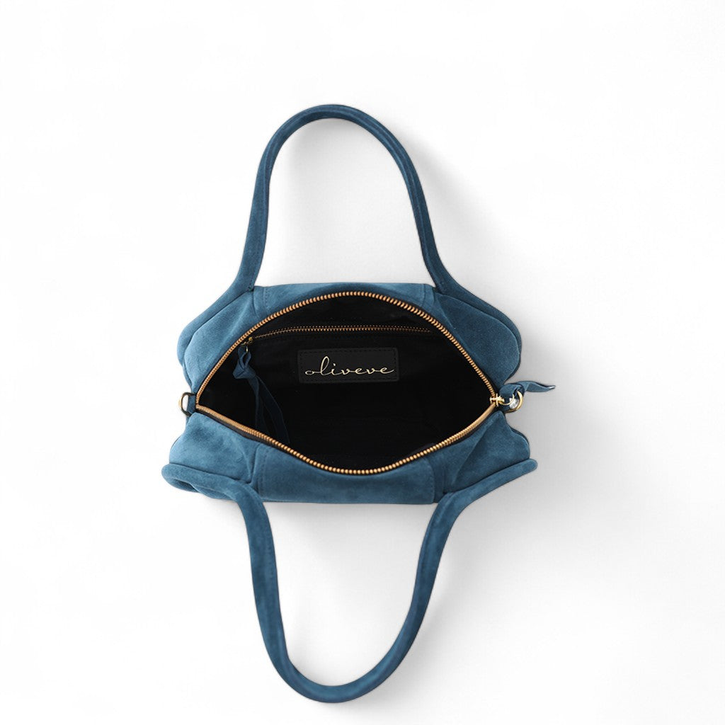 Bianca Bowler Crossbody in Aegean Italian Leather Backed Suede