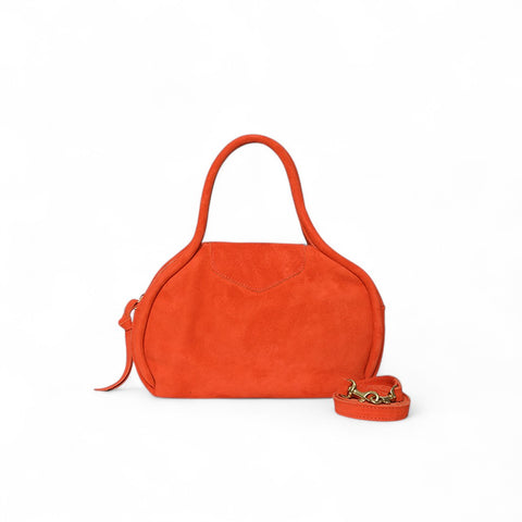 Bianca Bowler Crossbody in Tangelo Italian Leather Backed Suede