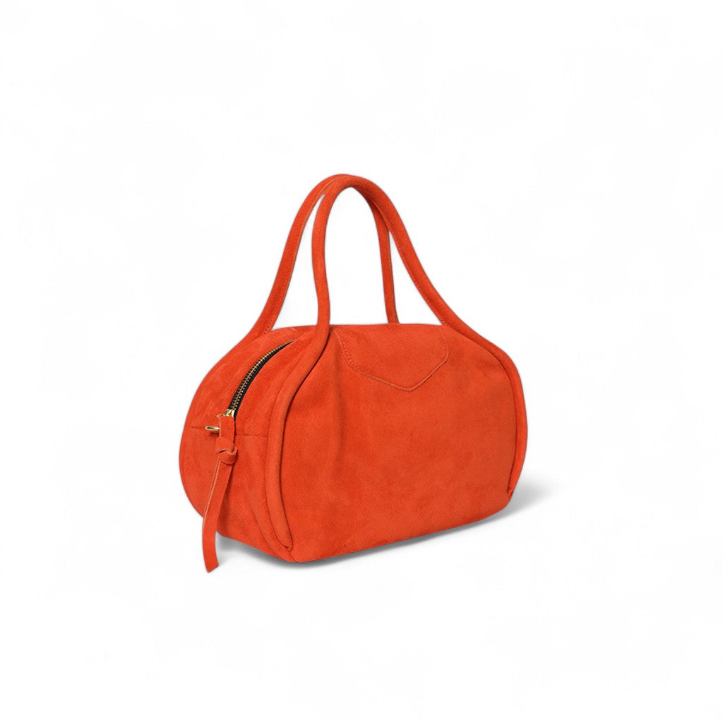 Bianca Bowler Crossbody in Tangelo Italian Leather Backed Suede