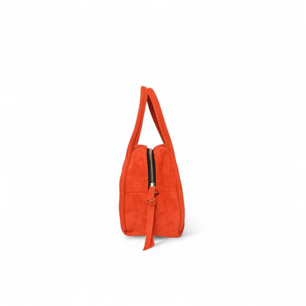 Bianca Bowler Crossbody in Tangelo Italian Leather Backed Suede