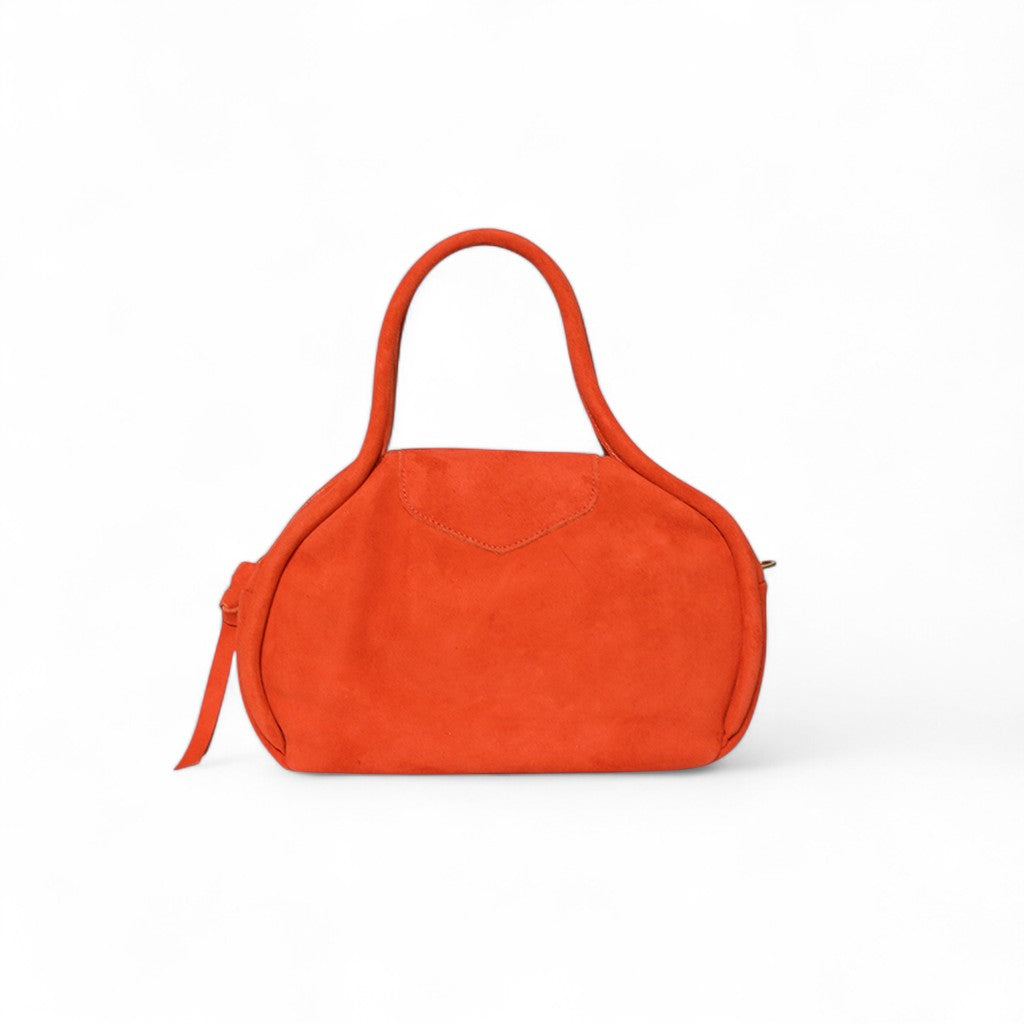 Bianca Bowler Crossbody in Tangelo Italian Leather Backed Suede