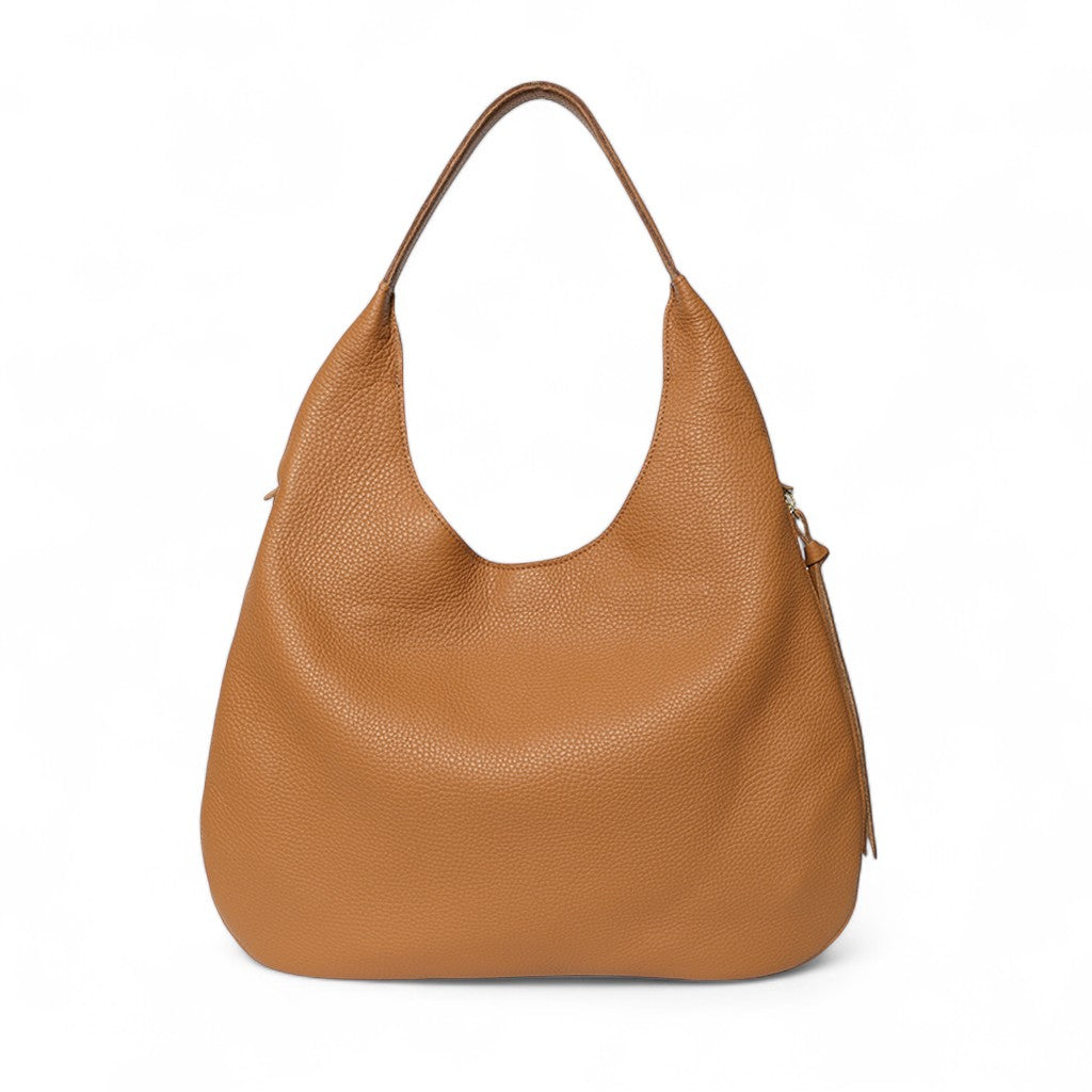 Eleanora Expandable Hobo in Miel with Lamb Italian Buffalo Cowhide