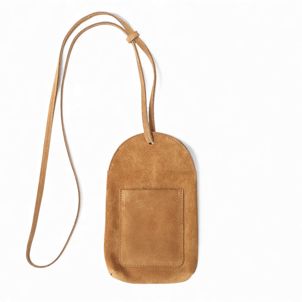 Paulina Phone Bag in Pane Italian Leather Backed Suede