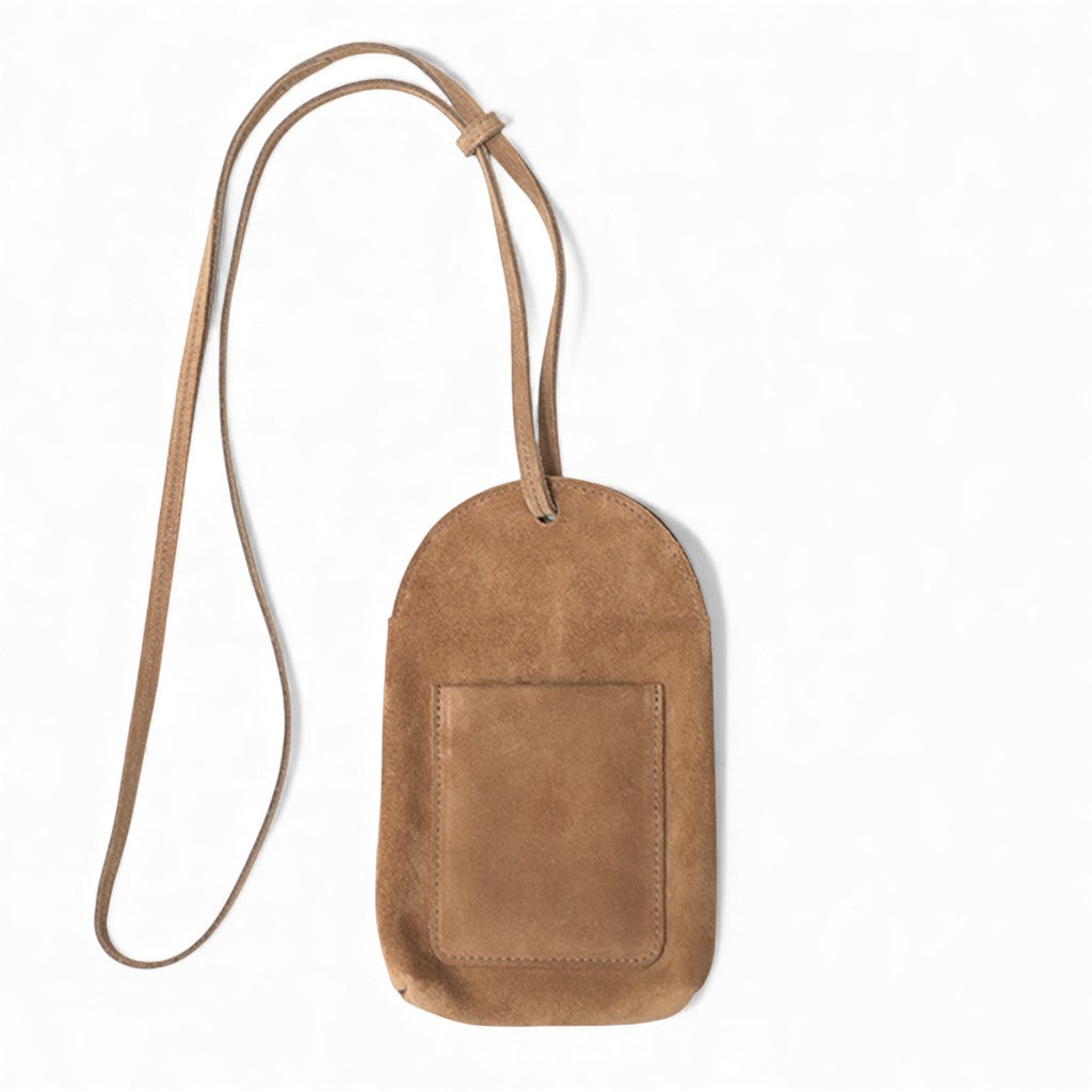 Paulina Phone Bag in Amphora Italian Leather Backed Suede