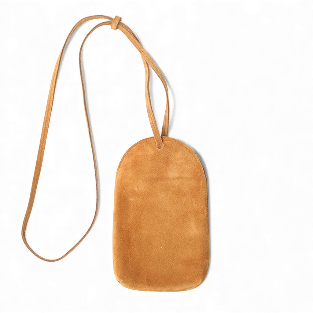 Paulina Phone Bag in Cuoio Italian Leather Backed Suede