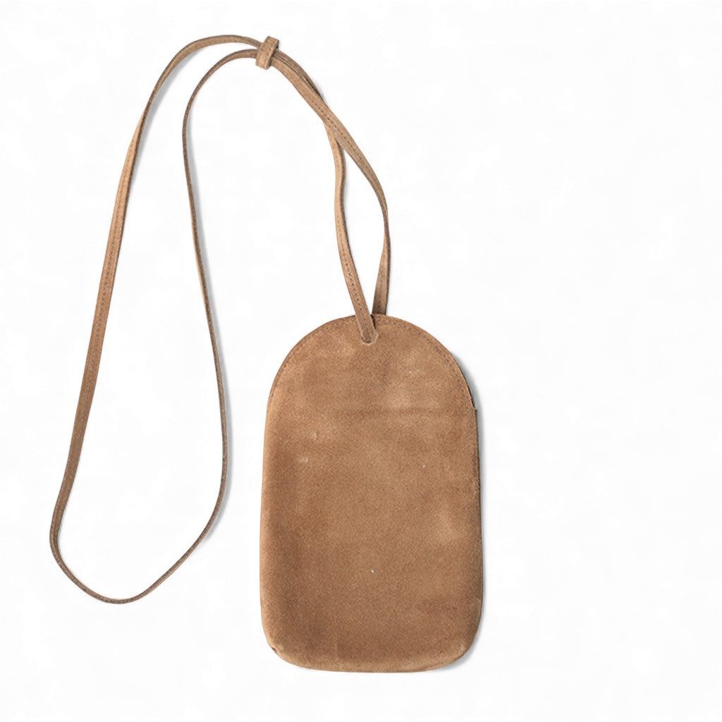 Paulina Phone Bag in Amphora Italian Leather Backed Suede