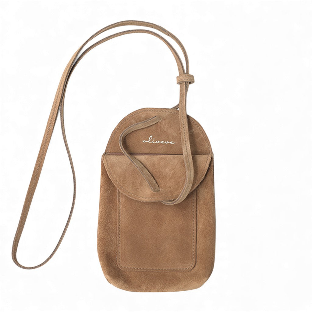 Paulina Phone Bag in Amphora Italian Leather Backed Suede