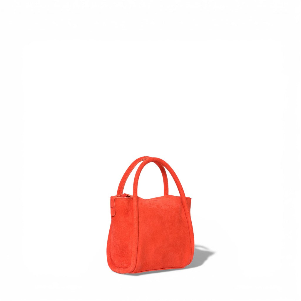 Mini Serena Top Handle Crossbody in Tangelo Italian Leather Backed Suede