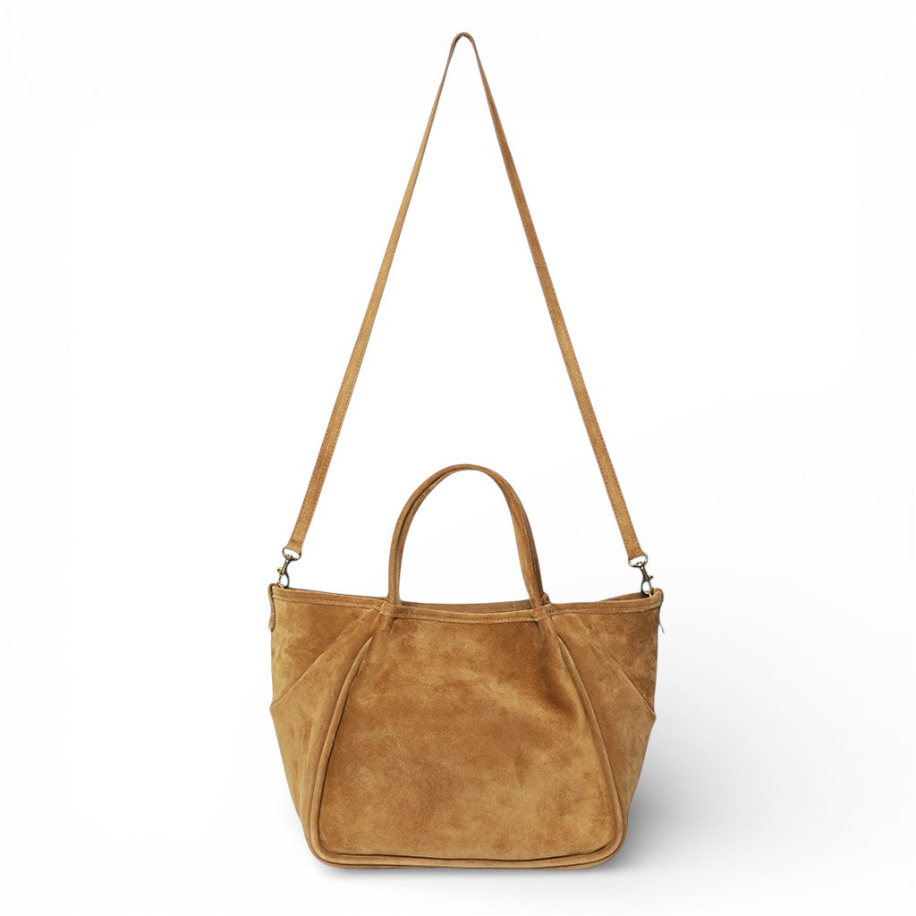 Vittoria Tote in Pane Italian Leather Backed Suede
